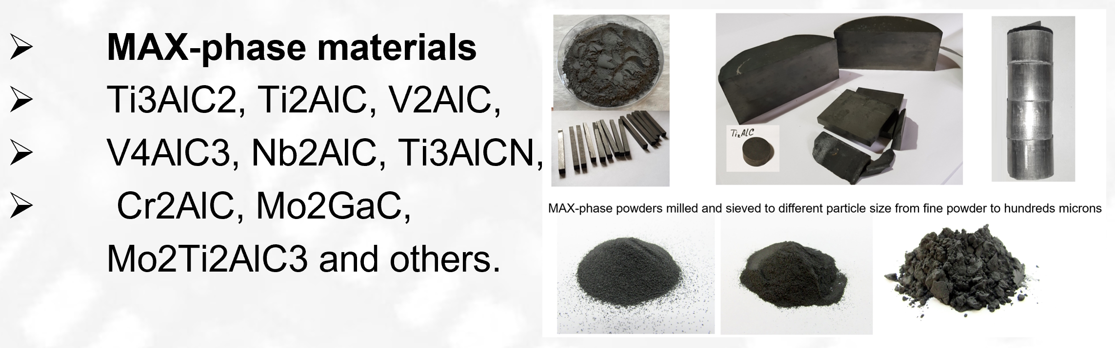 MAX-phases 2 MAX-phases on powder form, discs, targets, electrodes.